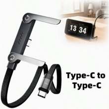 240W Fast Charging Data Cable With Phone Holder, 90° Bend, 360° Rotation, Multi-Angle Adjustment, Braided Cable, Compatible With IPhone 17, Gaming Smartphones, 240W Charging Cable With Holder Compatible With IPhone 17, Tablets, And Fast Charging Smartphones Compatible With IPhone 17, 17 Pro Max, 16, 16 Plus, 16 Pro, 16 Pro Max,Compatible With Redmi, Compatible With OnePlus Charger Travel Type C - Black With Stand - View 2