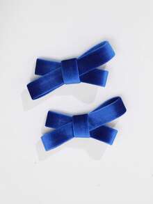 2个可爱优雅的奶油色天鹅绒交叉蝴蝶结发夹，适合任何场合 - 彩色 - 查看 7