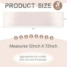 8 Pack Cream Table Runner 12 X 72 Inch Satin Table Runner For Rectangle Round TablesCream Table Runners For Wedding Birthday Banquets Engagements Party Decoration - Cream - View 2