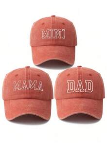 MAKEFGE 3pcs Women's Embroidered Fashion MAMA, MINI, DAD Adjustable Size Sun Protection Outdoor Casual Baseball Cap, Suitable For Daily Wear,Summer,Beach,Hat - 3pcs - View 16