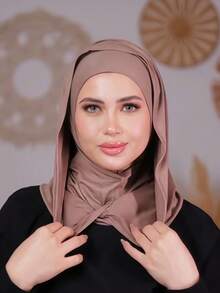 1件装女士纯色拉法帽滑雪面罩颈部保暖弹性头带头巾，透气舒适弹力宽边吸汗防滑多功能运动头饰，简约时尚围巾，帽子和配套头带合二为一 - 多色 - 查看 15