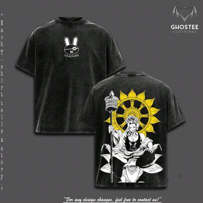 Camiseta de Buda - Record of Ragnarok Vintage Lavada, Camiseta de Anime Sobredimensionada, Top Gráfico de Algodón Pesado, Merch de Record of Ragnarok, Camiseta Unisex ROR, Atuendos de Otoño, Camisetas de Moda, Regalo para Fans de Anime y Manga