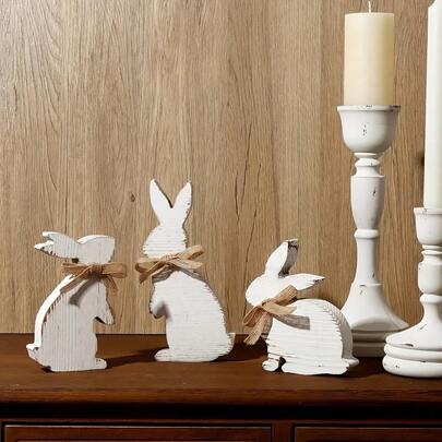 3pcs Easter Bunny Tabletop Decor, Easter Bunny Desk Decorations Crafts