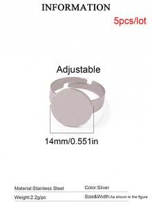 5pcs Stainless Steel Round Adjustable Open Rings Findings Stone Blank Ring Base For DIY Rings Jewelry Making Accessories Supplies - Ring Setting - View 17