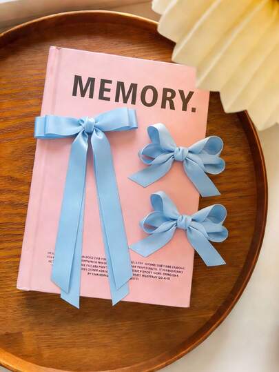 3pcs/Set Elegant Silky Satin Hair Bows Hair Clips,A Combination Of 1pc Long-Tailed Bow And 2pcs Short-Tailed Bows,High Quailty Solid Color Satin Bow Hair Barrette, Cute & Elegant, Valentine's Day Hair Accessories For Women&Girls,Daily&Special Occasions, Parties, Dates,Weddings,Bride's Hairstyle,Valentine's Day Hair Clips Head Accessories Hair Accessories(Light Blue/Burgundy/Pink/Light Purple)
