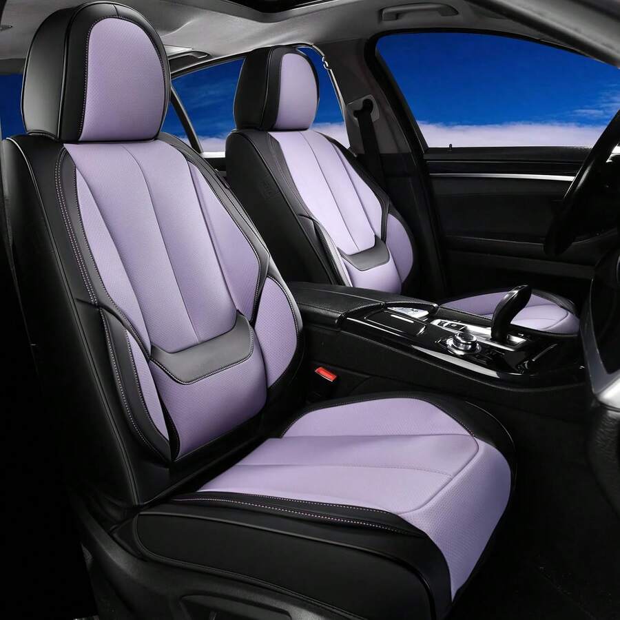 Coverado Seat Covers, Car Seat Covers Front Seats, Car Seat Cover, Car Seat Protector Waterproof, Car Seat Cushion Nappa Leather, BlackRed Seat Covers Carseat Cover Universal Fit For Most Cars - Đen Tím - Xem 1