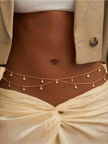 HOTNICE Bohemian Multi-Layered Sexy Bikini With Tassel Water Droplet Waist Chain Abdominal Jewelry Summer Beach Vacation Party Accessories Suitable For Women - Dây chuyền đeo eo đính kim cương - Xem 7