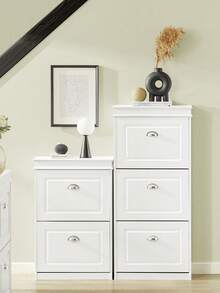 SoBuy 3 Flip-Drawers Shoe Cabinet Shoe Rack Shoe Storage Cupboard Organizer Blue W53 X D24 X H118cm FSR94-B - White - View 3