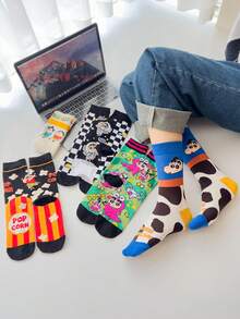 CRAYON SHINCHAN 3 Pairs Random Women's Socks With Crayon Shin-Chan Cute Cartoon Patterns, Soft And Comfortable Mid-Calf Socks, Versatile - Multicolor - View 2