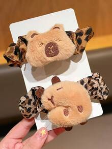 1pc/2pcsCapybara Print Scrunchie | Cute Animal Theme Hair Tie For Women | Valentine's Day & Easter Outfit Accessory - Multicolor - View 5