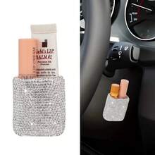 1 Set Car Vertical Lipstick Holder, Sparkling Thermal Lipstick Rack With Rhinestones, Car Interior Accessories Fit For Most Vehicles - A - View 3