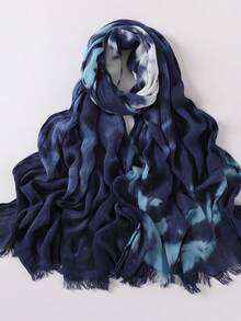 Dreamy Collection New Modest Hijab With Natural Crinkle Texture, Tie Dye Tie-Dye Printed Scarf, Breathable Muslim Headscarf - Multicolor - View 6