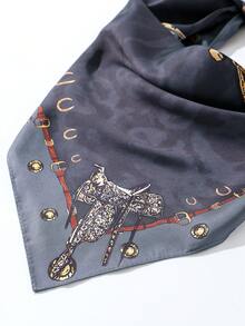 1 pièce Foulard/bandana de mode pour femme avec motif occidental - design de chapeau polyvalent, en polyester, convient pour assortir à la mode quotidienne - Multicolore - Voir 4