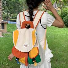 Ba lô Dopamine màu sắc dễ thương mùa xuân mới, dòng sản phẩm trẻ trung và đáng yêu, thiết kế nhiều ngăn, dung tích lớn, phù hợp cho đi làm, du lịch, đi học, ba lô kiểu Hàn Quốc/Nhật Bản, món quà dễ thương cho bạn gái, quà tặng bất ngờ - trắng - Xem 10