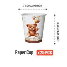 25pcs Teddy Bear Themed Disposable Tableware Set, Including Plates, Napkins, Cups, Suitable For Birthday, Wedding, Party, Family Picnic - Multicolor - View 10