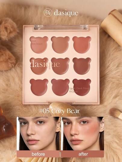  Dasique 9-Color Lip & Cheek Palette, High Color Payoff, Long-Lasting, Natural Glow, Lightweight & Breathable, Vegan Formula, Create Polished Lip Makeup, Versatile For Fashion, An Ideal Gift Choice For Christmas And Holidays