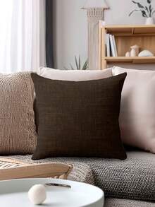 2 pezzi Federe decorative per cuscini, federe per cuscini con motivo geometrico, 100% in fibra di poliestere ipoallergenica, materiale in lino vintage, chiusura con cerniera nascosta, lavabili in lavatrice, motivo lineare minimalista e alla moda, federe per cuscini decorativi per casa, divano, soggiorno, camera da letto, senza inserto per cuscino - Marrone cioccolato fondente - Visualizzare 7