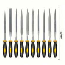 10 件双色手柄什锦锉刀套装，木工打磨小弯锉刀多种尺寸，多用途 - 彩色 - 查看 12