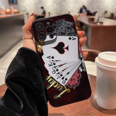Ốp lưng điện thoại Poker King Explosion Hole Edged màu đen, chống sốc, tương thích với iPhone 17pro/17Air/17/17promax/16/11/16pro/16plus, Galaxy S25/S25PLUS/S25 Ultra, 11/12Pro/12/12X/13Pro/14Pro/15Pro/, Redmi 10/9/Note9/12c/Note11pro/Note8Pro