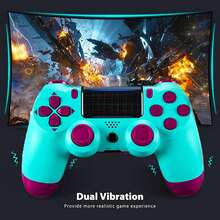 Upgraded Wireless P-4 Controller, 1000mAh Long-Lasting Battery & USB-C Cable, Dual Shock Vibration & Precision 6-Axis Gyro Sensor, Multi-Touch Pad & Share Button, Compatible With P-Aystation 4 / P*4 Slim / P*4 Pro / PC Gaming, Includes Stereo Headset Jack - 青碧色 - 查看 5