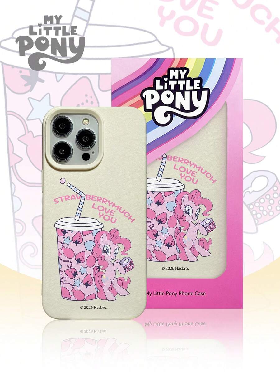 MY LITTLE PONY 1个全新创意小马宝莉图案独特皮革质感手机壳，兼容苹果17 Pro Max/Air、16、11/12/13/14 Plus/XR/7/8 Plus/15 Pro Max、S25/S24/S23/A14/A15/A33/A71/A54 - 白色 - 查看 1