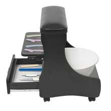 gladney Salon Pedicure Foot Rest With Removable Cushion 3-Tier Storage Drawer Lower Foot Bath Space And Locking Swivel Wheels - Black - View 11