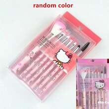 Sanrio 【正版授权】7件套粉色Hello Kitty化妆刷套装，聚酯纤维刷毛，适用于腮红、眉毛、唇部、眼影，树脂手柄，美妆工具——送给女孩的完美生日礼物 - 彩色 - 查看 4