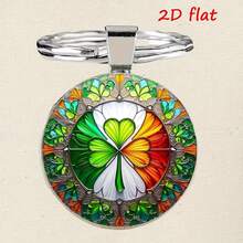 1pc Clover Lucky Charm Faux Gemstone Keychain, Vibrant Glass Keyring, Perfect Gift For Friends And Family - Multicolor - View 3