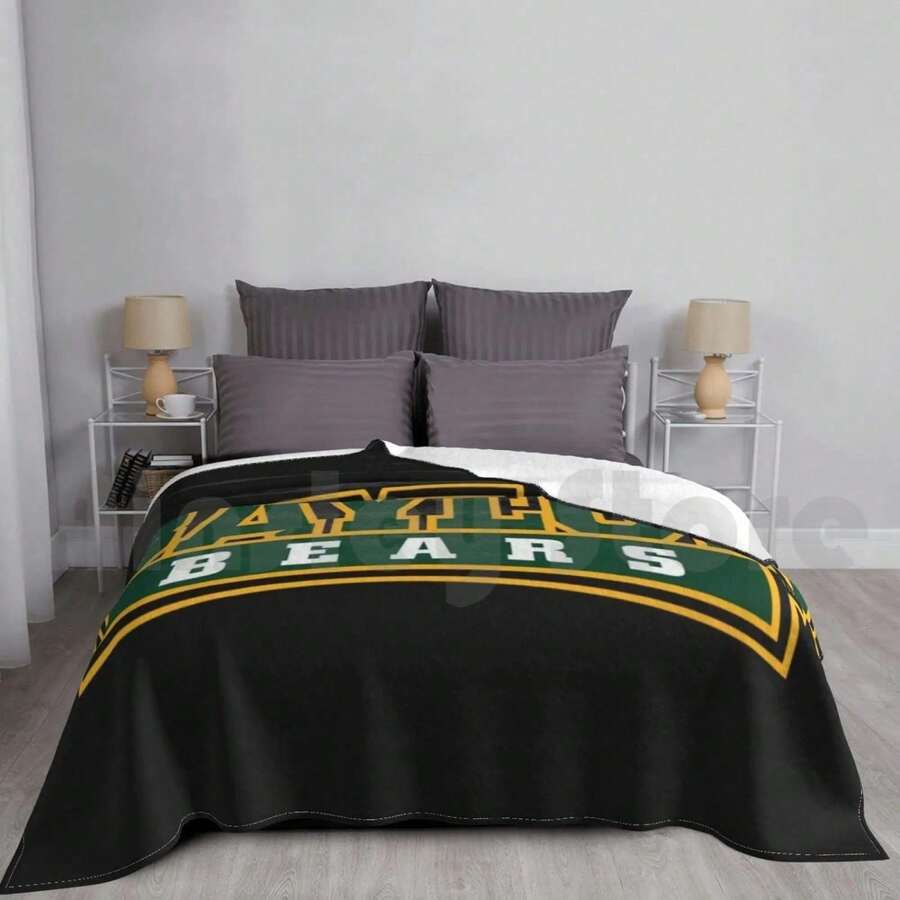 Baylor Bears Blanket For Sofa Bed Travel Baylor Bears University Collegiate Athletic Team American Collegiate - màu đen - Xem 1