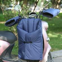 电动摩托车/踏板车挡风玻璃罩，带隔热内衬，加厚保暖，全天候四季适用 - 藏蓝色 - 查看 5