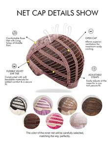 Elegant African Curly Wig For Women, Long Fiber, Curly Style, Matte Finish, With Rose Mesh Cap - Dark Brown - View 10