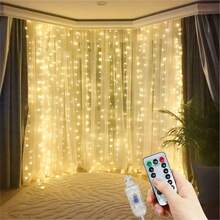 Outdoor USB Vorhangbeleuchtung, warme Farbe, Ramadan, Eid Al-Fitr, Vorhangbeleuchtung, dekorative Hängendekoration, Fernbedienung, 8 Beleuchtungsmodi, Heimdekoration Vorhangbeleuchtung für Schlafzimmer, Innendekoration, Hochzeitsparty Dekoration, Geburtstagsgeschenk, Valentinstag Raumdekoration - USB-Lichterkette - Übersicht 1