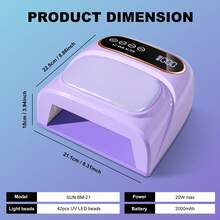 无绳UV LED美甲灯，带手枕，2000mAh可充电快速固化灯，U型设计，在家或美甲沙龙都能舒适地进行美甲，理想的新年生日礼物，美甲用品 - 彩色 - 查看 8