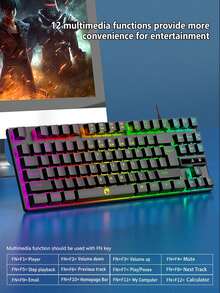 LIMEIDE RAIKU K87 Wired Keyboard | 87-Key Gaming Competitive Computer Office Mechanical Keyboard, USB, RGB Backlit, Suitable For Laptop/Desktop - Multicolor - View 3