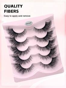 ENCHUW 5 Pairs Natural Curly Cat Eye Transparent Stem False Eyelashes For Daily, Suitable For Beginners Strip Lashes,Lashes,Eyelashes,Fake Lashes - Black - View 5