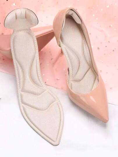 2pcs Breathable Sponge Heel Pads, Slip-Resistant Heel Cushion Inserts, Trimmable For Women High Heels