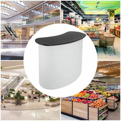 SHIOUCY Black White Foldable Trade Show Counter 51.97x15.75in Top 154.32lbs Load For Mall Hotel Shop Promotion Exhibition Product Display Demonstration