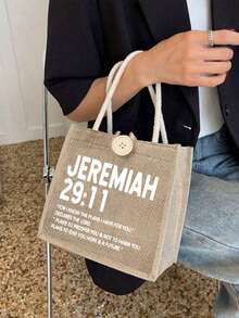 Petit sac à main pour femme avec lettrage Jeremiah. Sac à bandoulière élégant, organisateur de cosmétiques, sac de toilette léger et pliable, sac de courses multifonctionnel, parfait pour ranger les fournitures de bureau, les essentiels de voyage et les articles du quotidien. Convient pour les vacances, les trajets, les courses, les fêtes. Cadeau d'anniversaire, cadeau de Ramadan, accessoire de mariage, cadeau de Pâques, cadeau pour demoiselle d'honneur - Multicolore - Voir 7