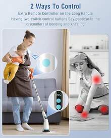 Electric Spin Scrubber, IPX7 Waterproof Cordless Cleaning Brush With 4 Replaceable Brush Heads, Adjustable Extension Handle And 3 Adjustable Speeds For Bathroom, Tub, Tile, Floor (White) Visit The Kimeetol Store - trắng - Xem 5