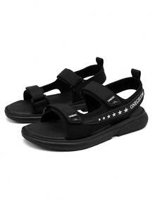 1双男士夏季新款防滑凉鞋，轻便户外商务鞋，透气简约沙滩鞋 - 黑色 - 查看 4