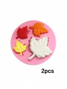1pc/2pcs 4-Chamber Maple Leaf Chocolate Silicone Mold, Maple Leaf Leaf Mold For Cake Decoration, Maple Leaf Candy Mold, Cupcake Decoration, Polymer Clay, Handmade, Chocolate, Resin - Pink - View 10