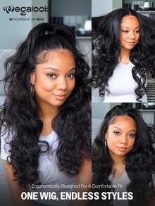 MEGALOOK 这款水波纹半头假发，100%真人发丝，180%密度，三合一无缝翻转式半头假发，带抽绳，隐形发际线，无需胶水，即戴即走，适合初学者，26英寸自然色，升级版发箍假发 - 自然逼真，适合日常佩戴，也适合办公室、僵尸新娘、万圣节、派对、Y2K、坏女孩、度假、户外角色扮演、校园、学校假期、圣诞节、派对、婚礼、节日等场合。 - SNatural - 查看 2