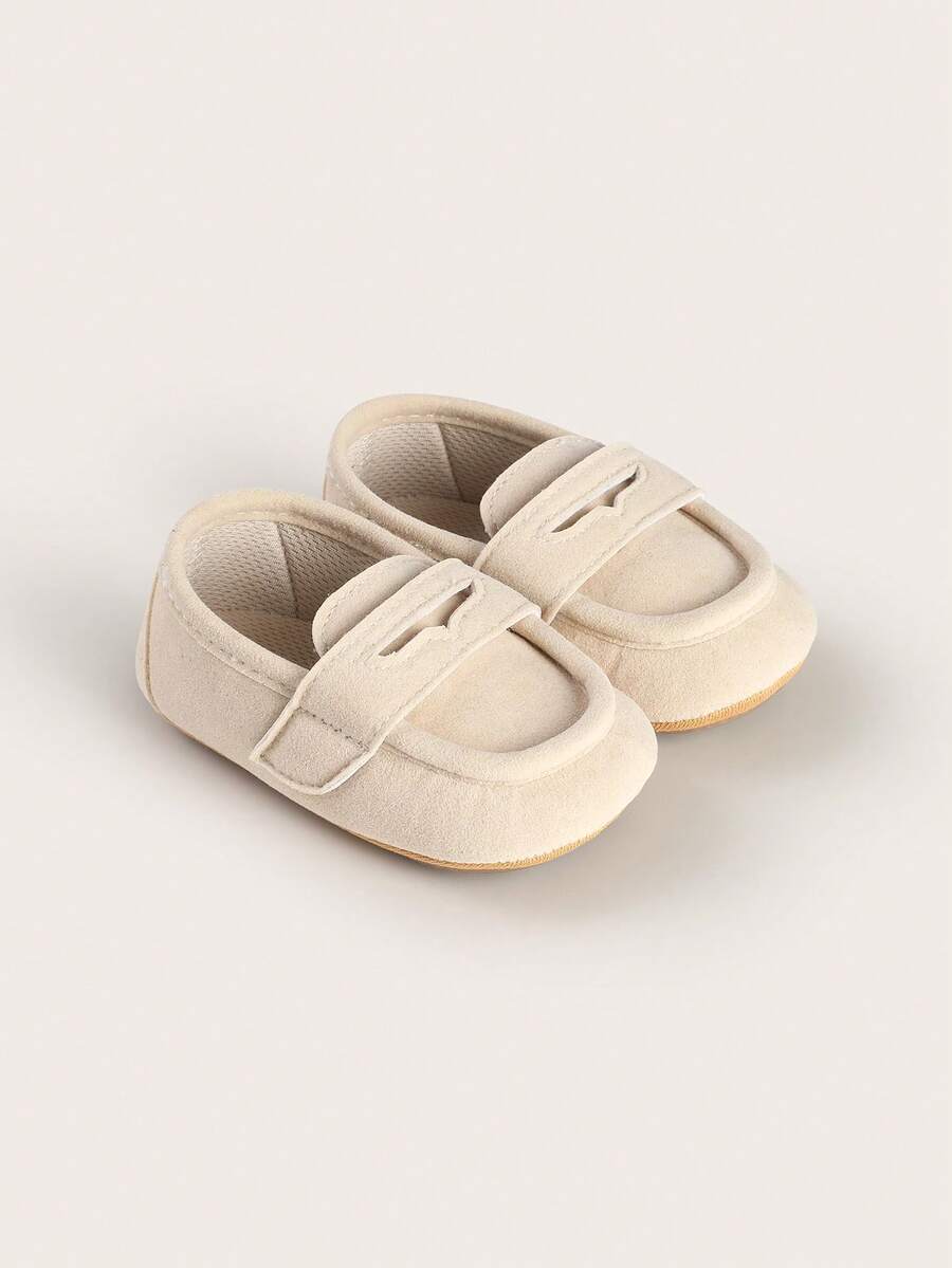 春秋新款婴幼儿学步鞋豆豆鞋 3-6-9个月 软橡胶底 男童休闲鞋 - 杏色 - 查看 1