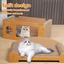 2-Tier Detachable Cat House With Scratching Board, Large Vertical Cat Condo Replacement, Pet Supplies - L - View 1