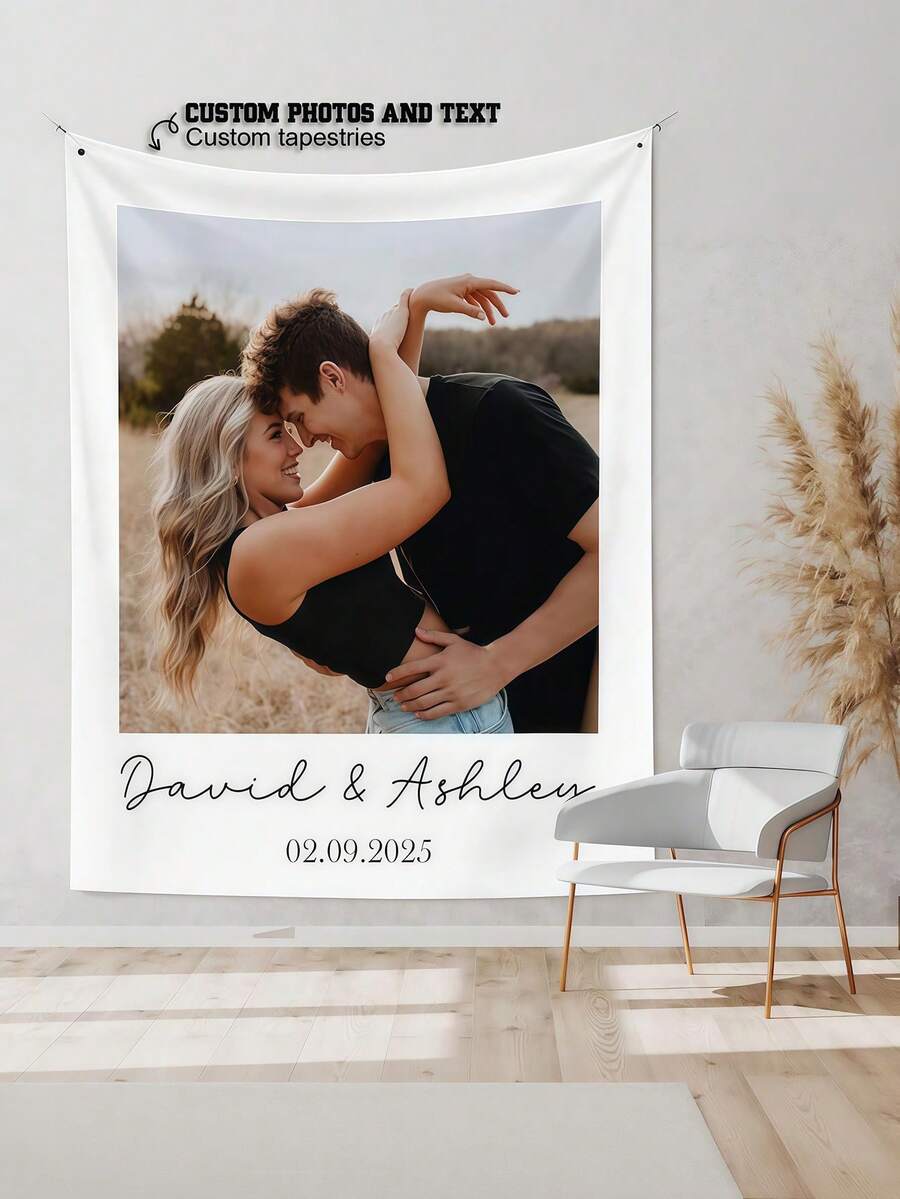 Customized Couple Gift, Personalized Photo Tapestry, Wedding Party Backdrop, Birthday Decor, Anniversary Photo Banner Gift, Gift For Her - Multicolor 10 - View 1