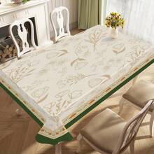 1pc Large Elegant European Linen Tablecloth With Floral Print - Rectangular Dining Table Cover, , Machine- For, Restaurant, Wedding, Banquet - Durable & Easy-Care Linen Fabric - Multicolor - View 2