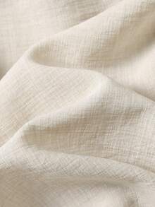 1件杏色男士亚麻质感直筒裤，抽绳松紧腰带，透气柔软，男士沙滩裤，休闲度假风，适合夏季海滩休闲穿着 - 杏色 - 查看 11