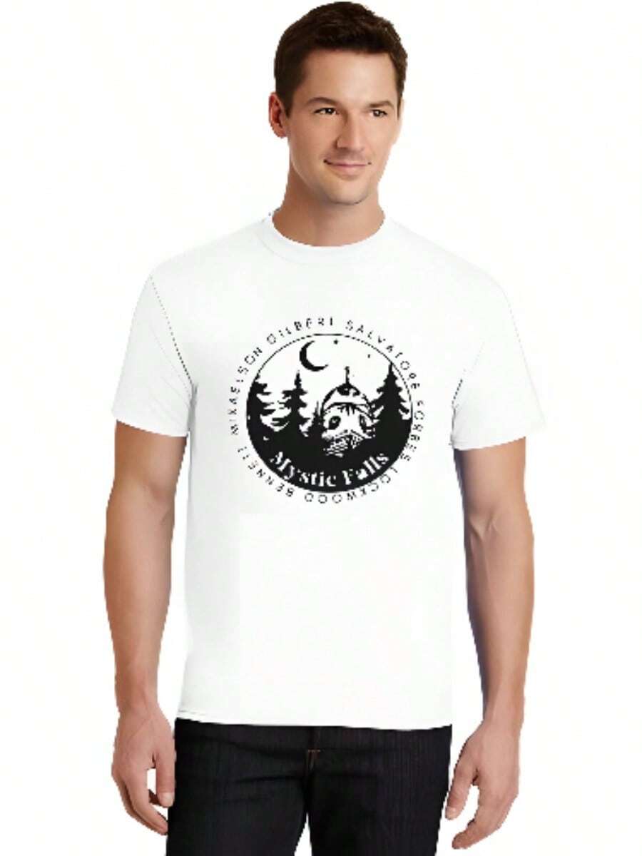 COOL SUMMER Damon Salvatore T Shirt Teen 2000s Harajuku Psychedelics Pastel University T-Shirt Psychedelics Y2k Hip Hop Women - trắng - Xem 1