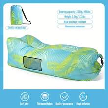 Lightweight Inflatable Outdoor Sofa - Foldable Air Sofa Bed - Portable Lazy Lounger For Outdoor Relaxation - Green Leaves - View 13
