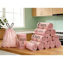50-Pack Thickened Drawstring Garbage Bags, Bathroom Garbage Bags, Heavy-Duty Leak-Proof Drawstring Garbage Bags, Upgraded And Thickened, No Pulling Required For Use, Suitable For Multi-Purpose Disposable Plastic Garbage Bags, Such As Bathrooms, Outdoors, Kitchens, Restaurants, Hotels, Etc. - Easy-Seal Design - Easier And More Efficient Cleaning. Pink Small Garbage Bags, Made Of Tough And Lightweight Material. 50 Disposable Thickened Garbage Bags, With Flat Handles, Large Size, New Household Material, Perforated Disposable Garbage Bags, Plastic Bags, Suitable For Office And Kitchen Disposable Garbage Bags, Suitable For Office And Home Garbage Bins. - A - 查看 3